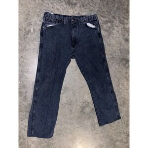 Wrangler Cowboy Cut Jeans Men 38x30 Black Denim Classic Original Fit Tapered Leg